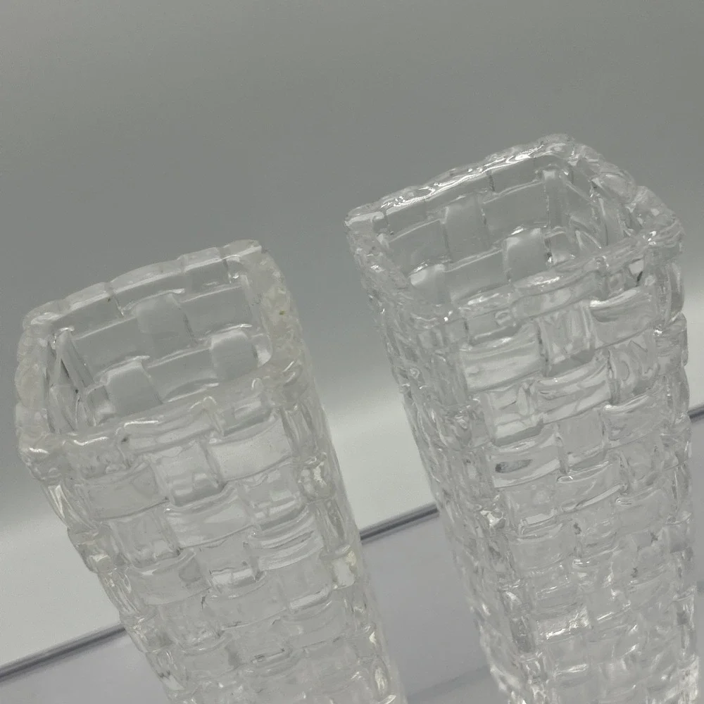 Set Of 2 German Nachtmann‎ Bossa Nova Basketweave Lead Crystal Vase Pair 6